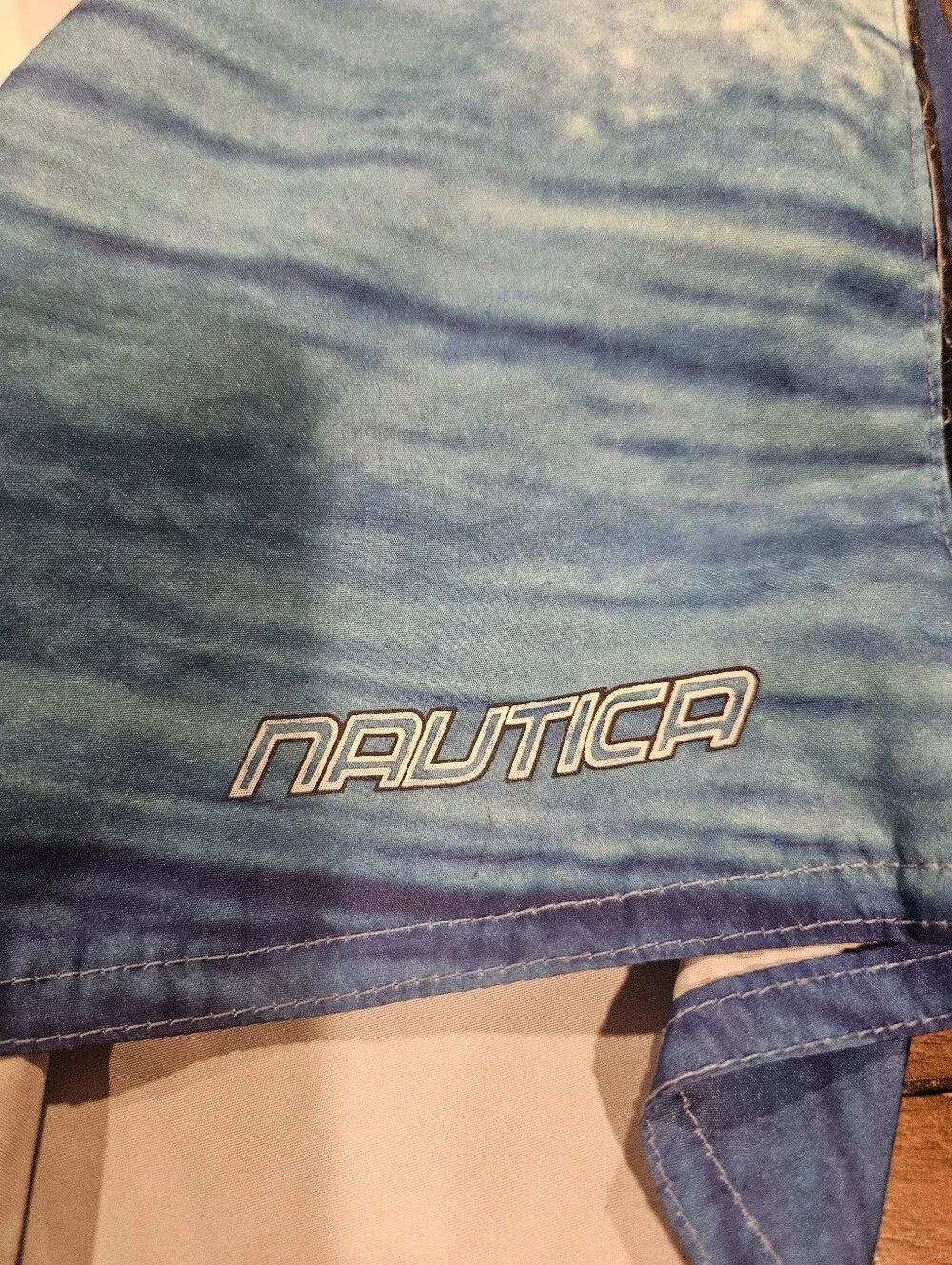 Nautica Men's Ocean Wave Print Swim Trunks in Blue - XXL